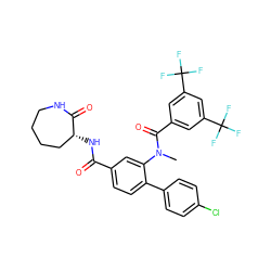 CN(C(=O)c1cc(C(F)(F)F)cc(C(F)(F)F)c1)c1cc(C(=O)N[C@@H]2CCCCNC2=O)ccc1-c1ccc(Cl)cc1 ZINC000026178698