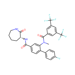 CN(C(=O)c1cc(C(F)(F)F)cc(C(F)(F)F)c1)c1cc(C(=O)N[C@@H]2CCCCNC2=O)ccc1-c1ccc(F)cc1 ZINC000026181244