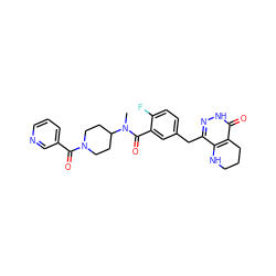 CN(C(=O)c1cc(Cc2n[nH]c(=O)c3c2NCCC3)ccc1F)C1CCN(C(=O)c2cccnc2)CC1 ZINC000140296078