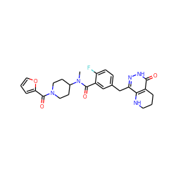 CN(C(=O)c1cc(Cc2n[nH]c(=O)c3c2NCCC3)ccc1F)C1CCN(C(=O)c2ccco2)CC1 ZINC000140295560