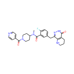 CN(C(=O)c1cc(Cc2n[nH]c(=O)c3c2NCCC3)ccc1F)C1CCN(C(=O)c2ccncc2)CC1 ZINC000140295906