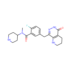 CN(C(=O)c1cc(Cc2n[nH]c(=O)c3c2NCCC3)ccc1F)C1CCNCC1 ZINC000140355528