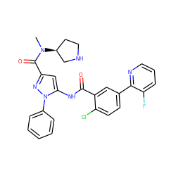 CN(C(=O)c1cc(NC(=O)c2cc(-c3ncccc3F)ccc2Cl)n(-c2ccccc2)n1)[C@H]1CCNC1 ZINC001772586958