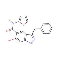 CN(C(=O)c1cc2c(Cc3ccccc3)n[nH]c2cc1O)c1ccco1 ZINC000084729522