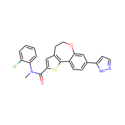 CN(C(=O)c1cc2c(s1)-c1ccc(-c3ccn[nH]3)cc1OCC2)c1ccccc1Cl ZINC000082149739