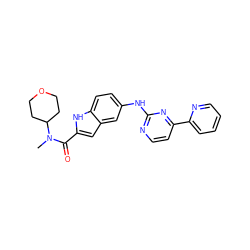 CN(C(=O)c1cc2cc(Nc3nccc(-c4ccccn4)n3)ccc2[nH]1)C1CCOCC1 ZINC000144220255