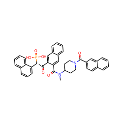 CN(C(=O)c1cc2ccccc2cc1C(=O)[C@H](c1cccc2ccccc12)P(=O)(O)O)C1CCN(C(=O)c2ccc3ccccc3c2)CC1 ZINC000003986099