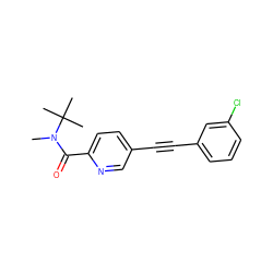 CN(C(=O)c1ccc(C#Cc2cccc(Cl)c2)cn1)C(C)(C)C ZINC000209092089