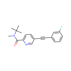 CN(C(=O)c1ccc(C#Cc2cccc(F)c2)cn1)C(C)(C)C ZINC000203539453