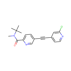 CN(C(=O)c1ccc(C#Cc2ccnc(Cl)c2)cn1)C(C)(C)C ZINC000209041420