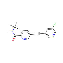 CN(C(=O)c1ccc(C#Cc2cncc(Cl)c2)cn1)C(C)(C)C ZINC000203539581