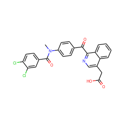 CN(C(=O)c1ccc(Cl)c(Cl)c1)c1ccc(C(=O)c2ncc(CC(=O)O)c3ccccc23)cc1 ZINC000084603267