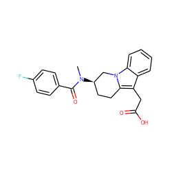 CN(C(=O)c1ccc(F)cc1)[C@@H]1CCc2c(CC(=O)O)c3ccccc3n2C1 ZINC000071332395