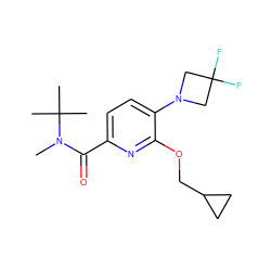 CN(C(=O)c1ccc(N2CC(F)(F)C2)c(OCC2CC2)n1)C(C)(C)C ZINC000146653326