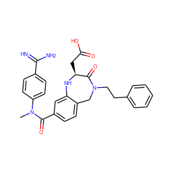 CN(C(=O)c1ccc2c(c1)N[C@@H](CC(=O)O)C(=O)N(CCc1ccccc1)C2)c1ccc(C(=N)N)cc1 ZINC000001539576