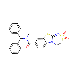 CN(C(=O)c1ccc2c(c1)SC1=NS(=O)(=O)CCN12)C(c1ccccc1)c1ccccc1 ZINC000003359750