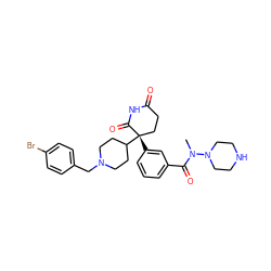 CN(C(=O)c1cccc([C@]2(C3CCN(Cc4ccc(Br)cc4)CC3)CCC(=O)NC2=O)c1)N1CCNCC1 ZINC000049888744