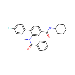 CN(C(=O)c1ccccc1)c1cc(C(=O)NC2CCCCC2)ccc1-c1ccc(F)cc1 ZINC000013444942