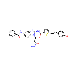 CN(C(=O)c1ccccc1)c1ccc2c(c1)nc(NC(=O)c1ccc(/C=C/c3ccc(O)cc3)s1)n2CCC(N)=O ZINC000043663865