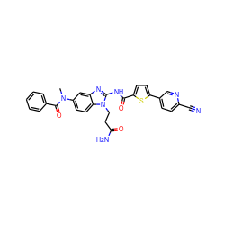 CN(C(=O)c1ccccc1)c1ccc2c(c1)nc(NC(=O)c1ccc(-c3ccc(C#N)nc3)s1)n2CCC(N)=O ZINC000042887919