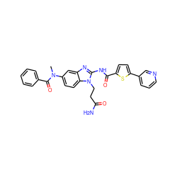 CN(C(=O)c1ccccc1)c1ccc2c(c1)nc(NC(=O)c1ccc(-c3cccnc3)s1)n2CCC(N)=O ZINC000049867513