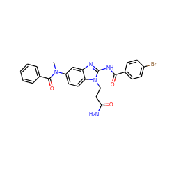 CN(C(=O)c1ccccc1)c1ccc2c(c1)nc(NC(=O)c1ccc(Br)cc1)n2CCC(N)=O ZINC000040935211