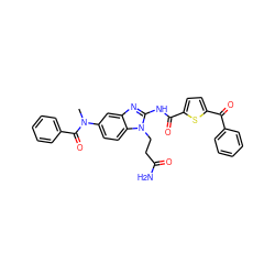 CN(C(=O)c1ccccc1)c1ccc2c(c1)nc(NC(=O)c1ccc(C(=O)c3ccccc3)s1)n2CCC(N)=O ZINC000049867745