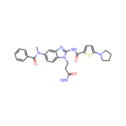 CN(C(=O)c1ccccc1)c1ccc2c(c1)nc(NC(=O)c1ccc(N3CCCC3)s1)n2CCC(N)=O ZINC000040935511