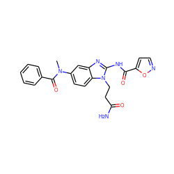 CN(C(=O)c1ccccc1)c1ccc2c(c1)nc(NC(=O)c1ccno1)n2CCC(N)=O ZINC000040409801