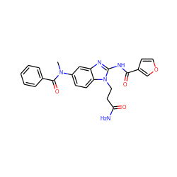 CN(C(=O)c1ccccc1)c1ccc2c(c1)nc(NC(=O)c1ccoc1)n2CCC(N)=O ZINC000040863119