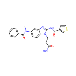 CN(C(=O)c1ccccc1)c1ccc2c(c1)nc(NC(=O)c1ccsc1)n2CCC(N)=O ZINC000040414518