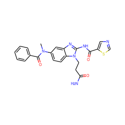 CN(C(=O)c1ccccc1)c1ccc2c(c1)nc(NC(=O)c1cncs1)n2CCC(N)=O ZINC000040936089