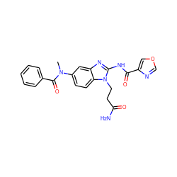 CN(C(=O)c1ccccc1)c1ccc2c(c1)nc(NC(=O)c1cocn1)n2CCC(N)=O ZINC000040936014