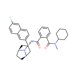 CN(C(=O)c1ccccc1C(=O)N[C@H]1C[C@@H]2CC[C@H](C1)N2Cc1ccc2cc(F)ccc2c1)C1CCCCC1 ZINC000103233194