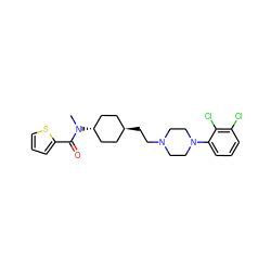 CN(C(=O)c1cccs1)[C@H]1CC[C@H](CCN2CCN(c3cccc(Cl)c3Cl)CC2)CC1 ZINC000253633838