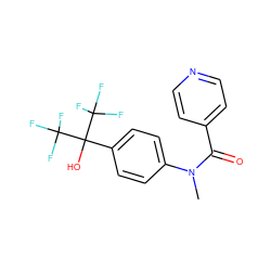 CN(C(=O)c1ccncc1)c1ccc(C(O)(C(F)(F)F)C(F)(F)F)cc1 ZINC000013682542