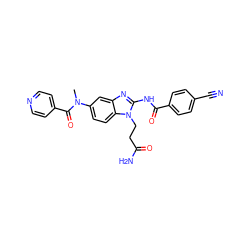 CN(C(=O)c1ccncc1)c1ccc2c(c1)nc(NC(=O)c1ccc(C#N)cc1)n2CCC(N)=O ZINC000040940044