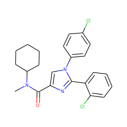 CN(C(=O)c1cn(-c2ccc(Cl)cc2)c(-c2ccccc2Cl)n1)C1CCCCC1 ZINC000028702478