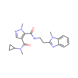 CN(C(=O)c1cnn(C)c1C(=O)NCCc1nc2ccccc2n1C)C1CC1 ZINC000144109695