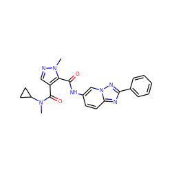 CN(C(=O)c1cnn(C)c1C(=O)Nc1ccc2nc(-c3ccccc3)nn2c1)C1CC1 ZINC000205039651