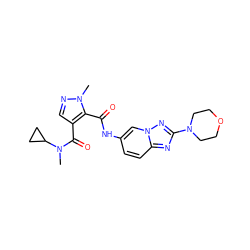 CN(C(=O)c1cnn(C)c1C(=O)Nc1ccc2nc(N3CCOCC3)nn2c1)C1CC1 ZINC000205056356