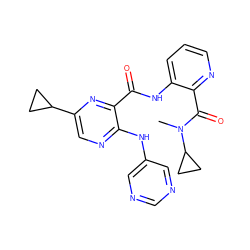 CN(C(=O)c1ncccc1NC(=O)c1nc(C2CC2)cnc1Nc1cncnc1)C1CC1 ZINC000169701869