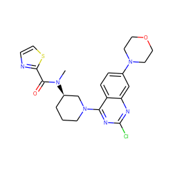 CN(C(=O)c1nccs1)[C@@H]1CCCN(c2nc(Cl)nc3cc(N4CCOCC4)ccc23)C1 ZINC000146706900