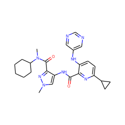 CN(C(=O)c1nn(C)cc1NC(=O)c1nc(C2CC2)ccc1Nc1cncnc1)C1CCCCC1 ZINC000169701666