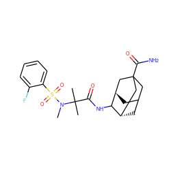 CN(C(C)(C)C(=O)NC1[C@H]2CC3C[C@H]1CC(C(N)=O)(C3)C2)S(=O)(=O)c1ccccc1F ZINC000205108435