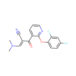 CN(C)/C=C(\C#N)C(=O)c1cccnc1Oc1ccc(F)cc1F ZINC000004105331