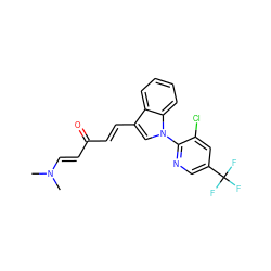 CN(C)/C=C/C(=O)/C=C/c1cn(-c2ncc(C(F)(F)F)cc2Cl)c2ccccc12 ZINC000003048741