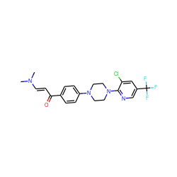 CN(C)/C=C/C(=O)c1ccc(N2CCN(c3ncc(C(F)(F)F)cc3Cl)CC2)cc1 ZINC000020218499