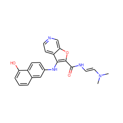 CN(C)/C=C/NC(=O)c1oc2cnccc2c1Nc1ccc2c(O)cccc2c1 ZINC000101394974