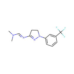 CN(C)/C=N/C1=NN(c2cccc(C(F)(F)F)c2)CC1 ZINC000013152340